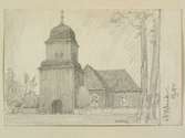 Teckning av Ferdinand Boberg. Värmland, Färnebo hd., Nordmarks kyrka
