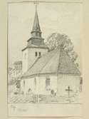 Teckning av Ferdinand Boberg. Värmland, Jösse hd., Älgå kyrka