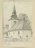 Teckning av Ferdinand Boberg. Värmland, Jösse hd., Älgå kyrka