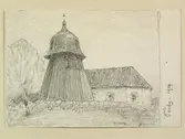 Teckning av Ferdinand Boberg. Västergötland, Ås hd., Tärby kyrka