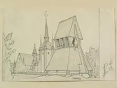 Teckning av Ferdinand Boberg. Västmanland , Nya Kopparbergs blg., Ljusnasbergs kyrka