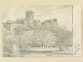 Teckning av Ferdinand Boberg. Kungälv, Bohus fästning