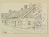 Teckning av Ferdinand Boberg. Laholm, Gamlebygatan