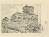Teckning av Ferdinand Boberg. Bohuslän, Marstrand, Fästningen, 