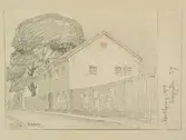 Teckning av Ferdinand Boberg. Norrköping, Dragsgatan 37