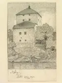 Teckning av Ferdinand Boberg. Nyköping, Slottet