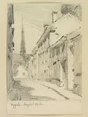 Teckning av Ferdinand Boberg. Uppsala, Åsgränd