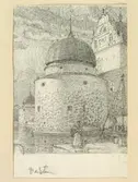 Teckning av Ferdinand Boberg. Vadstena, Slottet