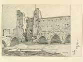 Teckning av Ferdinand Boberg. Visby, Stadsmuren i nordost
