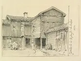 Teckning av Ferdinand Boberg. Örebro, Kyrkogatan 26