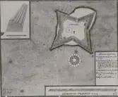 Uppmätningsritning av Grimskärs skans av A. Berg 1650.