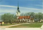 Vykort med motiv av Gräsgårds kyrka.