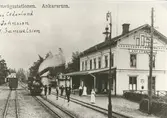 Vykort med motiv av järnvägsstationen i Ankarsrum.
