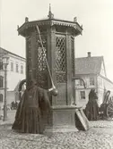Brunnen på Stortorget i Kalmar, en av de sex allmänna brunnar som försåg hushållen med vatten.