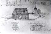 Teckning föreställande Madesjö kyrka 1747.
