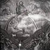 En väggmålning i Hjorteds kyrka.