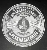 Oskarshamns spisbrödsfabrik, paketetikett.