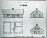 Fasaden och planritning. Akvarellerad teckning av C A Nilsson.