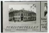 Detalj av annonstavla daterad 1908. Turisthotellet, hörnet Larmgatan - Ölandsgatan.