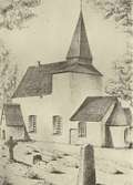 Teckning från 1939 av Hossmo kyrka.