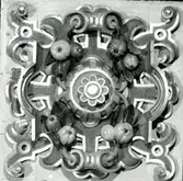 Kalmar slott. Detalj av Kungsmakets kassettak.
På vissa plåtar har Martin Olsson klistrat eltejp för att markera hur bilden skulle beskäras i boken.