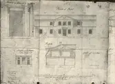 Herrestorps gårdarkiv. Ritning till ombyggnad av huvudbyggningen, utförd 1802 av överste Thörner.