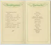 Matsedel och musikprogram för St Johanneslogen Carls 50 års jubileum.