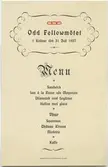 Meny vid Odd Fellowmötet i Kalmar den 31 Juli 1927.