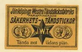 Tändsticksetikett från Jönköpings tändsticksfabrik,  