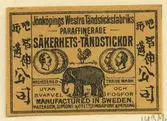 Tändsticksetikett från Jönköpings tändsticksfabrik,  