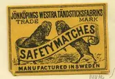Tändsticksetikett från Jönköpings tändsticksfabrik,  