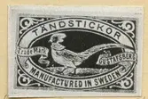 Tändsticksetikett från Gustafsbergs Tändsticksfabrik, 