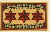 Tändsticksetikett från Mönsterås Tändsticksfabrik, 