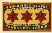 Tändsticksetikett från Mönsterås Tändsticksfabrik, 