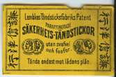 Tändsticksetikett, Lembkes Tändsticksfabriks Patent.

