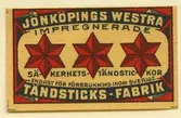Tändsticksetikett från Mönsterås Tändsticksfabrik, 