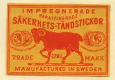 Tändsticksetikett från Mönsterås Tändsticksfabrik, 
