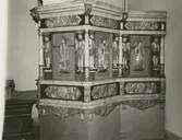 Detalj av predikstolen i Virserums kyrka.