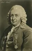 Vykort, reproduktion av en målning föreställande Carl von Linné.