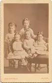 Flickorna Engström, Calmar [Kalmar] 1878.
Olga, Dagmar, Sally-Anne, Bertha och Ingeborg Engström.