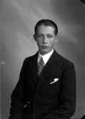 Ateljébild på en man i kavaj och slips. Enligt Walter Olsons journal är bilden beställd av Ivar Holm.