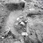 Arkeologisk utgrävning i Gråborg. Plan ( snedfoto ) från väster.