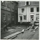 Areskogska husets flyttning 30.9. - 3.10. 1970. Huset på Västra Sjögatan.