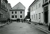 Areskogska husets flyttning 30.9. - 3.10. 1970. Ölandsgatan från sydväst.