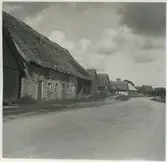 Ekonomibyggnader med stråtak i Äpplerums by.