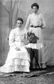 Ateljébild av
två damer i vita klänningar.