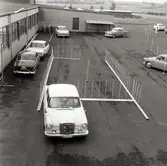 Bilden tagen bakom Textil-Lån, nära Skara brandstation med utsikt mot nya vattentornet och Skövde-vägen.