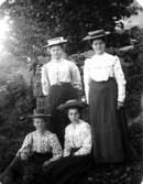 Överst: 1. Ester Pettersson, Samfalla, född 1888.2. Elin Pettersson, Samfalla, född 1886.Nederst:3. Elin Fransson, Storrud4. Alma Pettersson, StorrudReprofotograf: Gunnar Berggren.