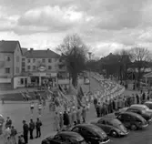 Skara. Gymnastik: Västerg. gymnastikförb. 17:de gymnastikfest i Skara 18/5 1958.

Foto: Stig Rehn G 1.-2-3