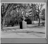Skara. Rekonstruerad bild för försök att placera Prubbabrunnen i Surbrunnsallén 1964.